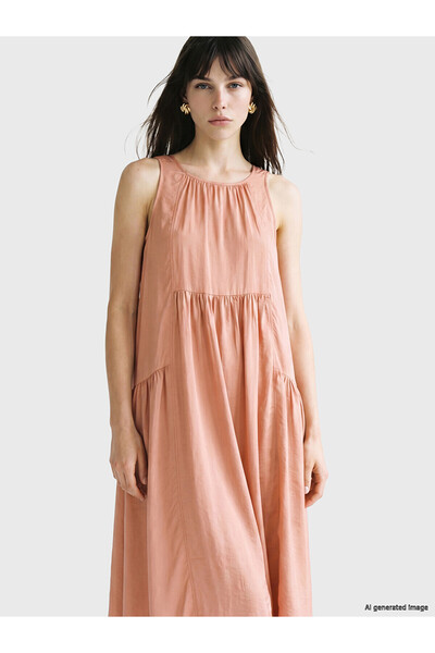 LC Waikiki Original Gathered A-Line Modal Blend Dress