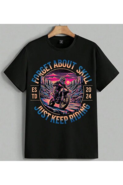 ELFERA Motorcycle Sport Cetin Yaris Printed Unisex Oversize T-Shirt Black