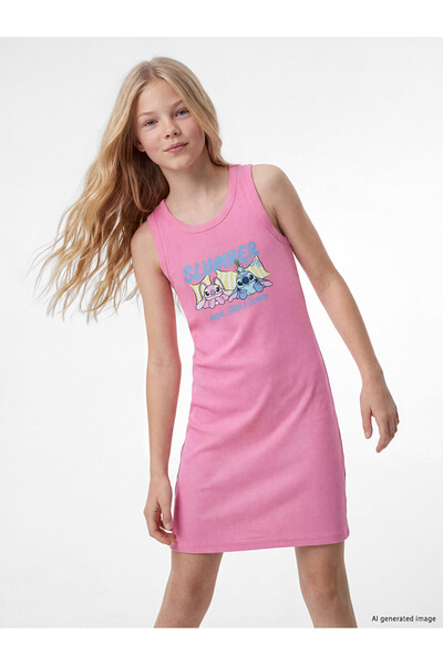 LC Waikiki Two Mt Shop Quality Stitch and Angel Printed Girls' Dress