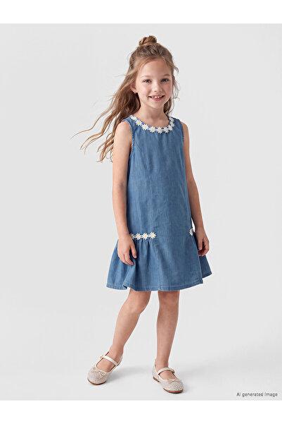 LC Waikiki Original Daisy Embroidered Girl's Dress