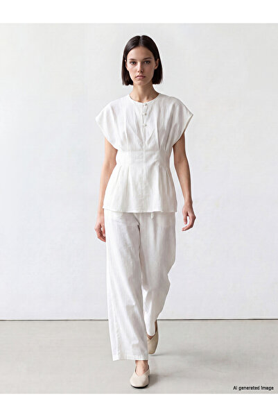 LC Waikiki Nevavm Women's Wide Leg Pants with Elastic Waist and Difference in...