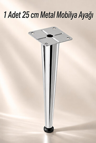 NZB (1 Adet) Düz Tablalı Krom Renk 25 cm Metal Mobilya Sehpa Ayağı Dayanıklı ...