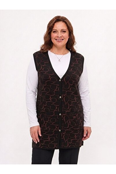onno style women Classic Steel Knitted Tricot Vest with Heart Pattern and But...