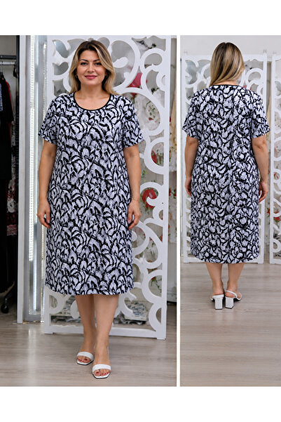 ENGIN Women's Black and White Viscose Combed Cotton Dress
