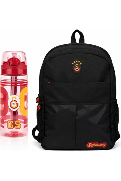 Galatasaray Licensed Waterproof Black Backpack 26513+ Water Bottle Holder 26567