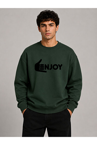 herkesemoda Enjoy Printed Crew Neck 2 Thread Sweatshirt