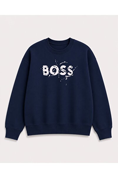 herkesemoda Printed Detailed Embroidered 2 Thread Crew Neck Sweatshirt