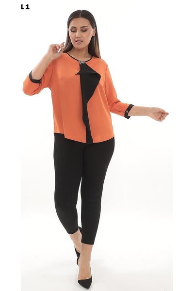 OEM Bluza casual-eleganta nuanta de corai cu maneca trei sferturi