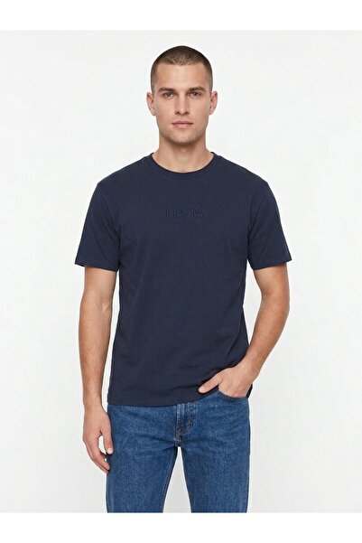 Levi's Мъжка тениска с винтидж кройка, тъмносиня, с кръгло деколте и детайл с...
