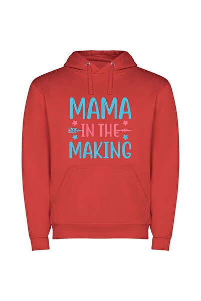iLovePrints Mama's Maternal Memoir Φούτερ με κουκούλα σε χρώμα Κόκκινο