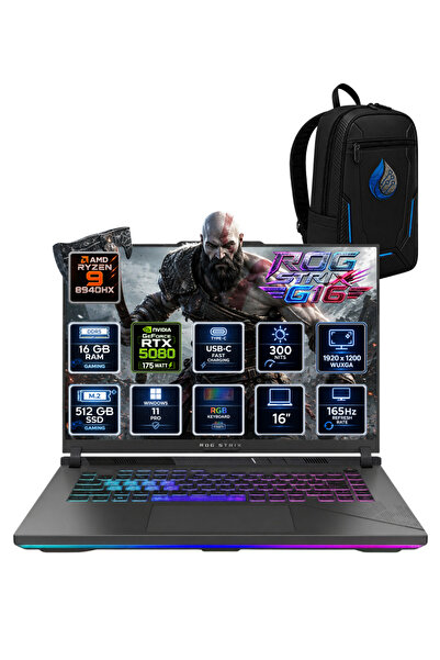 ASUS ROG Strix G16 AMD Ryzen 9 8940HX 16 GB DDR5 512 GB SSD RTX 5080 16GB 16'...