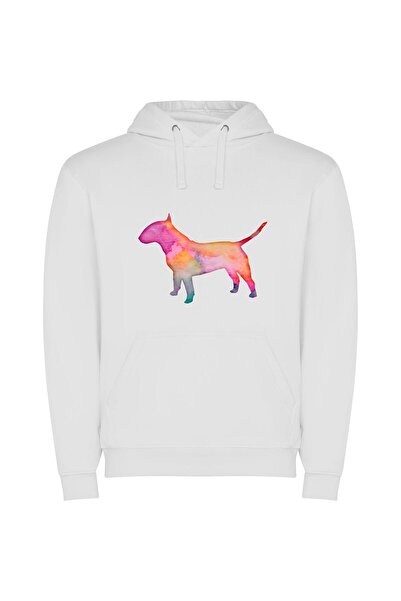 iLovePrints Colorful Canine Art Φούτερ με κουκούλα σε χρώμα Λευκό