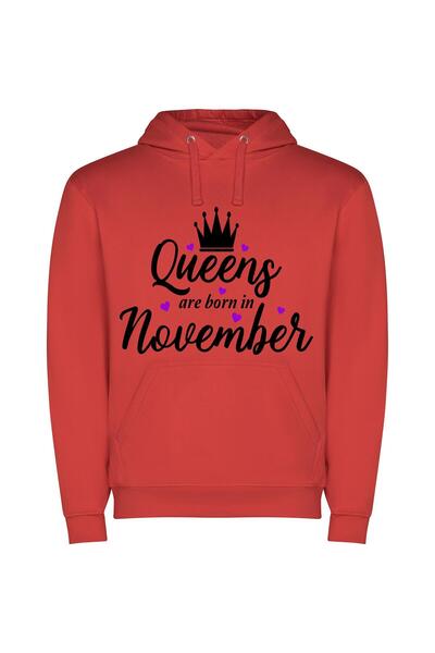 iLovePrints Crowned in November Royalty Φούτερ με κουκούλα σε χρώμα Κόκκινο