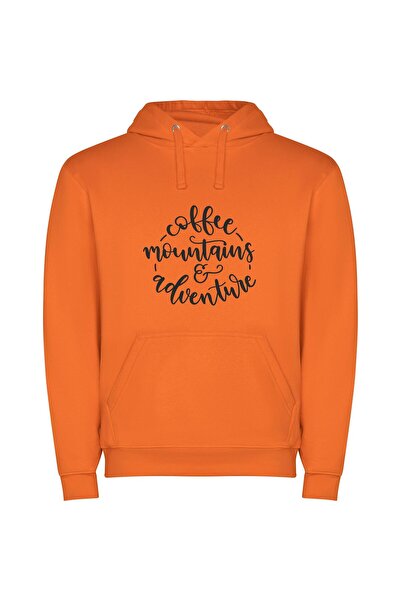 iLovePrints Black Ink Adventure: Coffee Mountains Φούτερ με κουκούλα σε χρώμα...