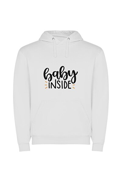 iLovePrints Baby Cosmos: Glowing Birth Φούτερ με κουκούλα σε χρώμα Λευκό