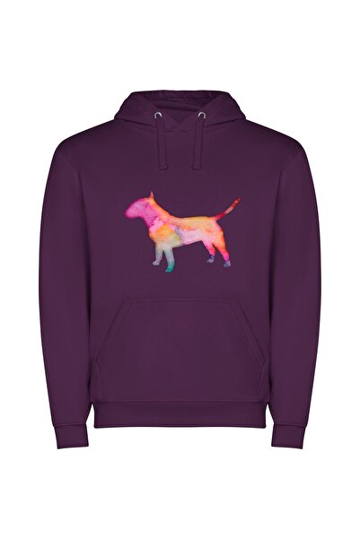 iLovePrints Colorful Canine Art Φούτερ με κουκούλα σε χρώμα Μωβ