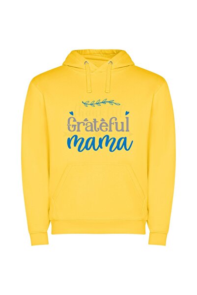 iLovePrints Graceful Grandma Letters Φούτερ με κουκούλα σε χρώμα Κίτρινο