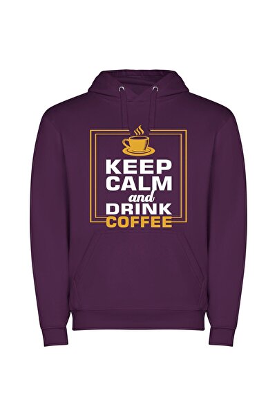 iLovePrints Caffeine Craze: HQ Print! Φούτερ με κουκούλα σε χρώμα Μωβ