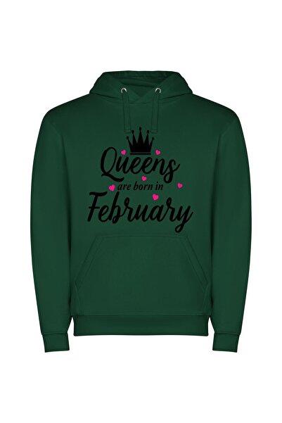 iLovePrints Crowned February's Regal Beauty Φούτερ με κουκούλα σε χρώμα Πράσινο