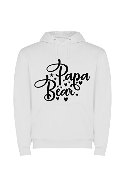 iLovePrints Papa Bear Elegance Φούτερ με κουκούλα σε χρώμα Λευκό