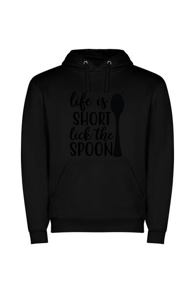 iLovePrints Lick Life's Short Spoon Φούτερ με κουκούλα σε χρώμα Μαύρο