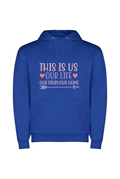 iLovePrints Our True Home Story Φούτερ με κουκούλα σε χρώμα Μπλε