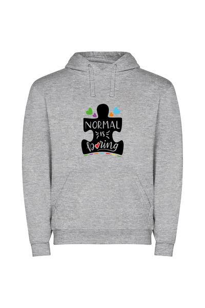 iLovePrints Embrace the Abnormal: Puzzle Φούτερ με κουκούλα σε χρώμα Γκρι