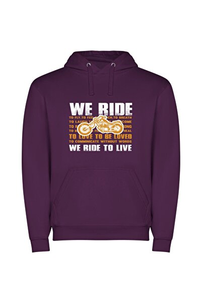 iLovePrints Living Beings Embrace Motorcycles Φούτερ με κουκούλα σε χρώμα Μωβ