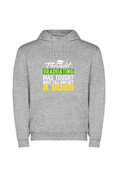 iLovePrints Emerald Graduation Journey Φούτερ με κουκούλα σε χρώμα Γκρι