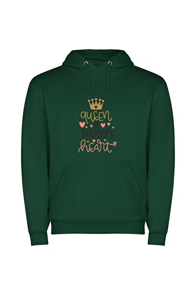 iLovePrints Regal Love: Digital Queen Φούτερ με κουκούλα σε χρώμα Πράσινο