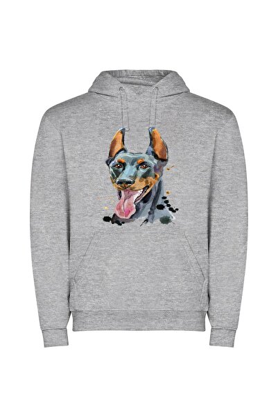 iLovePrints Stylish Canine Portraiture Φούτερ με κουκούλα σε χρώμα Γκρι