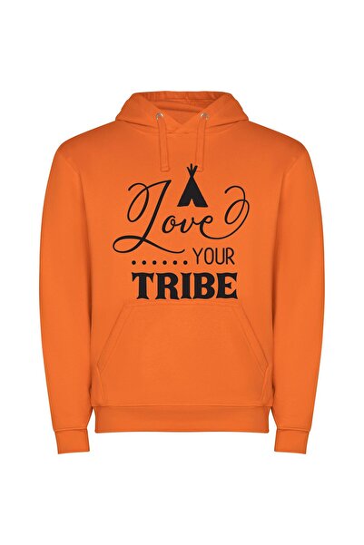 iLovePrints Love Your Tribe: True Style Φούτερ με κουκούλα σε χρώμα Πορτοκαλί