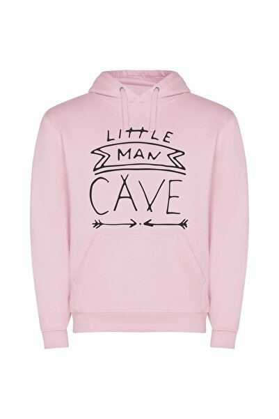 iLovePrints Monochrome Man Cave Φούτερ με κουκούλα σε χρώμα Ροζ