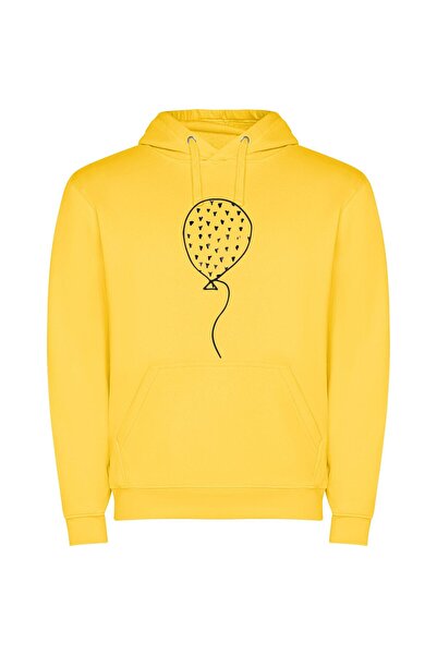 iLovePrints Monochrome Balloon Extravaganza Φούτερ με κουκούλα σε χρώμα Κίτρινο