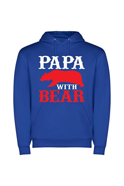 iLovePrints Crimson Bear Emblem Φούτερ με κουκούλα σε χρώμα Μπλε