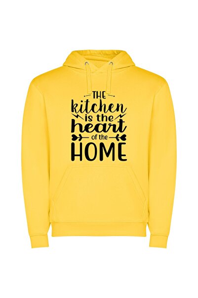 iLovePrints Heart of the Home Φούτερ με κουκούλα σε χρώμα Κίτρινο