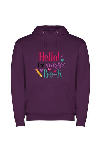 iLovePrints Future Kid, Say Hi! Φούτερ με κουκούλα σε χρώμα Μωβ