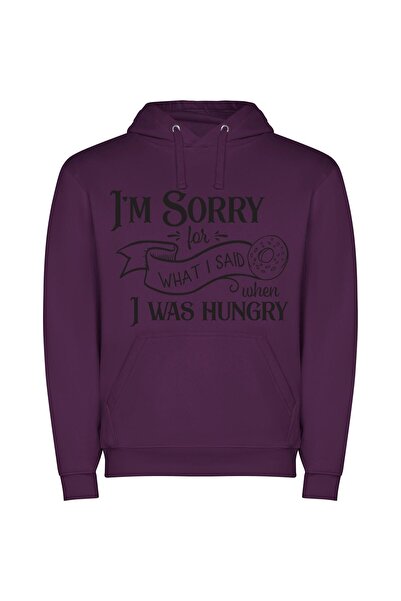 iLovePrints Hungry Thoughts, Full Apologies Φούτερ με κουκούλα σε χρώμα Μωβ