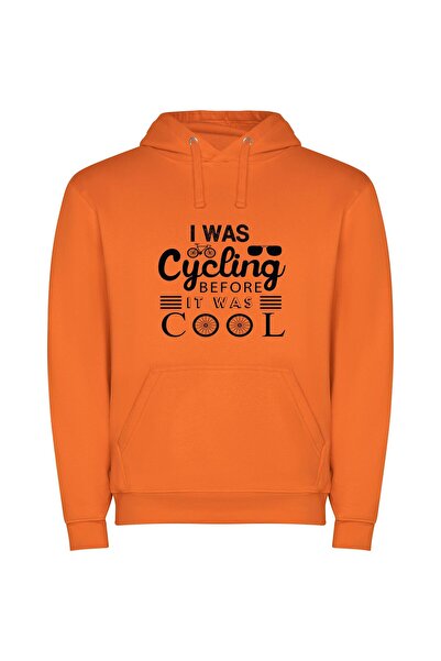 iLovePrints Cool Cycles, Hot Trend Φούτερ με κουκούλα σε χρώμα Πορτοκαλί