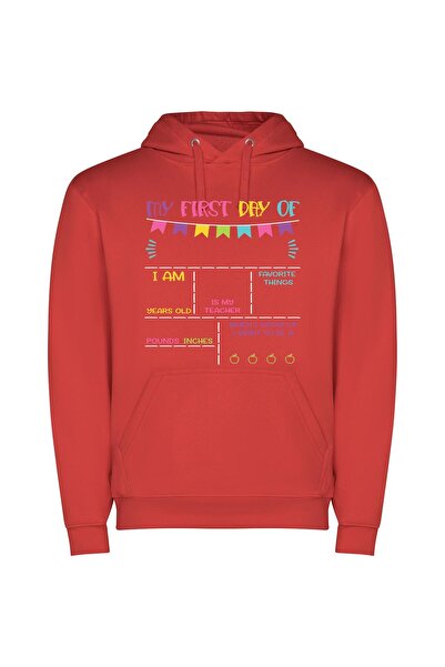 iLovePrints Eager Dreamer: Classroom Odyssey Φούτερ με κουκούλα σε χρώμα Κόκκινο