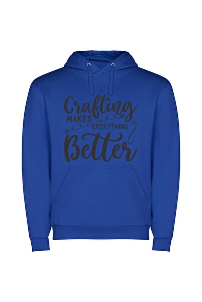 iLovePrints Crafting Wonders Unleashed Φούτερ με κουκούλα σε χρώμα Μπλε