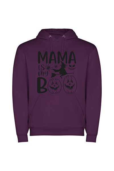 iLovePrints Mama's Boo: Spooktacular Pumpkins! Φούτερ με κουκούλα σε χρώμα Μωβ