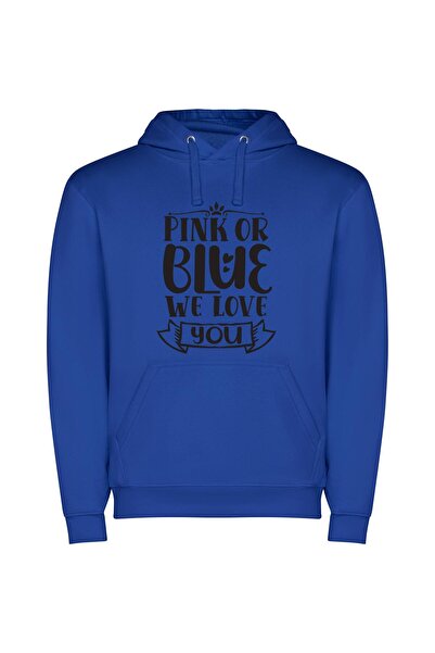 iLovePrints Fancy Love in Colors Φούτερ με κουκούλα σε χρώμα Μπλε