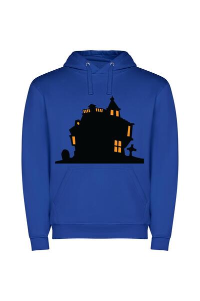 iLovePrints Eerie Manor Estate Φούτερ με κουκούλα σε χρώμα Μπλε