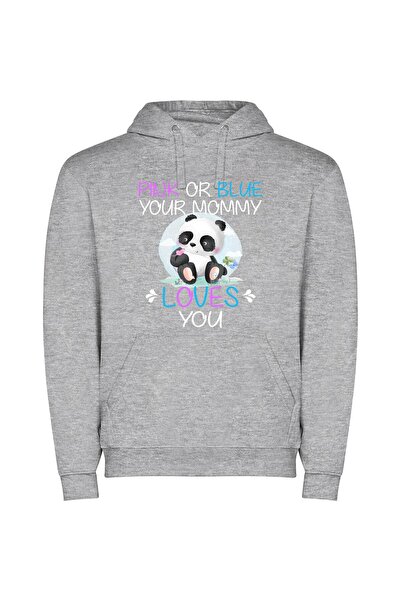 iLovePrints Panda Love in Colors Φούτερ με κουκούλα σε χρώμα Γκρι