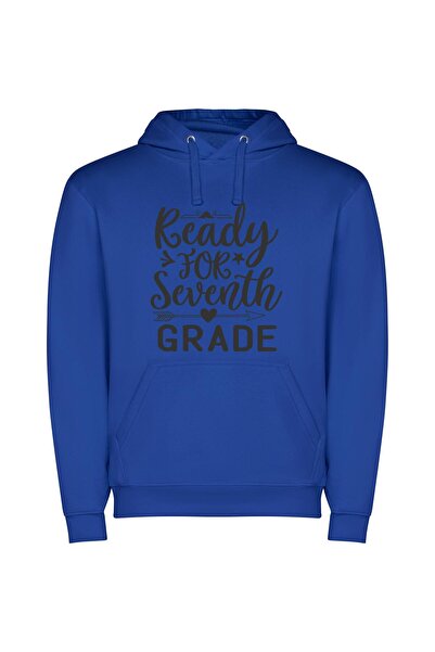 iLovePrints Grade 7: Ready-Made Print Φούτερ με κουκούλα σε χρώμα Μπλε