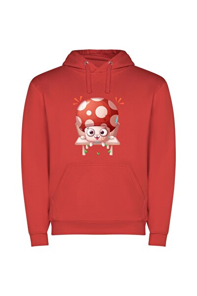 iLovePrints Woodland Whimsy: Mushroom Madness Φούτερ με κουκούλα σε χρώμα Κόκ...
