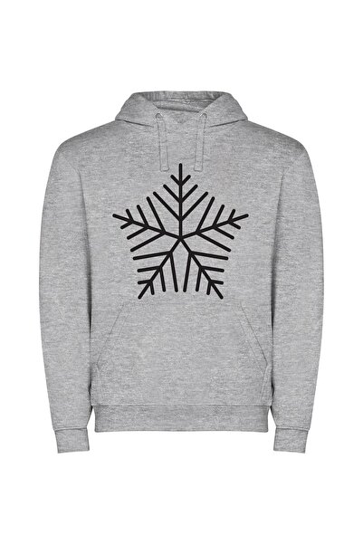 iLovePrints Snowflake Noir Φούτερ με κουκούλα σε χρώμα Γκρι