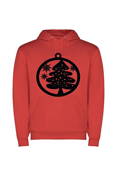 iLovePrints Snowflake Wonderland Ornament Φούτερ με κουκούλα σε χρώμα Κόκκινο