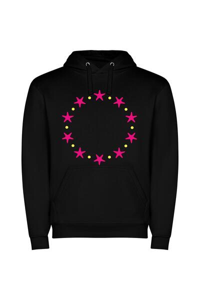 iLovePrints Stellar Union Emblem Φούτερ με κουκούλα σε χρώμα Μαύρο